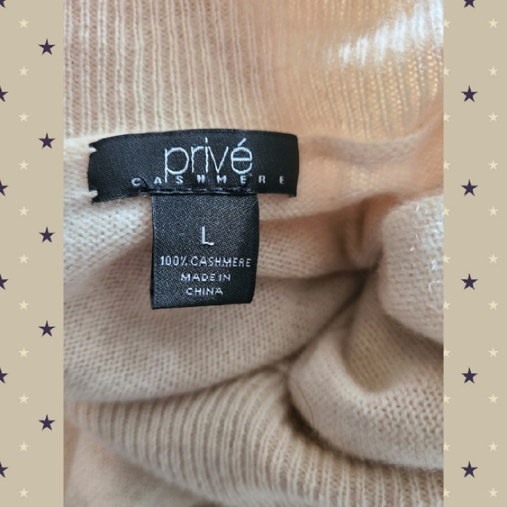 PRIVE 100% CASHMERE  TURTLENECK SWEATER SIZE L - Picture 4 of 4